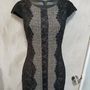 Betsey Johnson Black and Silver Lace Mini Dress